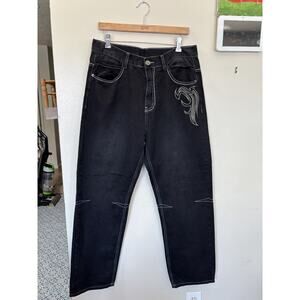Play Bigg black graphic embroidered jean size 34 excellent condition